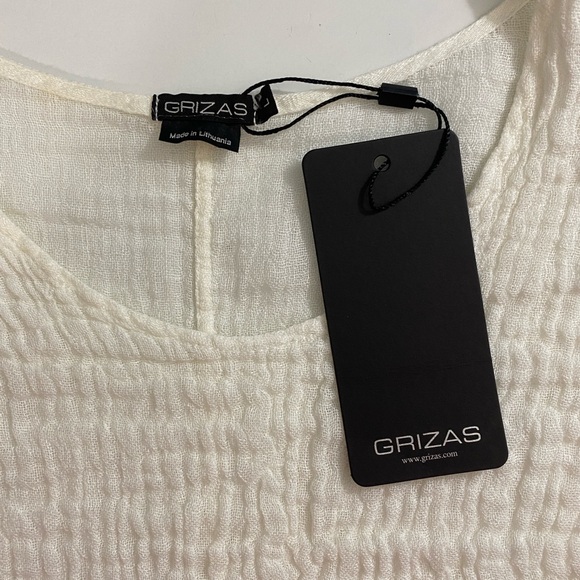 Grizas Crinkled Linen Top Size L Cream Long‎ Sleeve Minimalist Lagenlook NWT - Picture 4 of 10